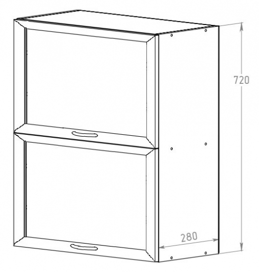 Шкаф 600 с 2 дв. рамочный (открывание вверх)