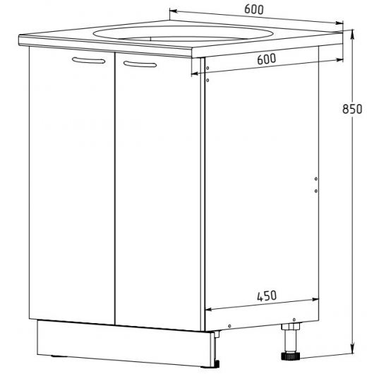 Тумба 600 под мойку врезную