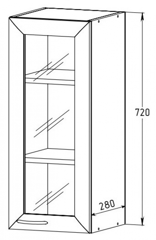 Шкаф 300 с 2 полками рамочный (стекло)