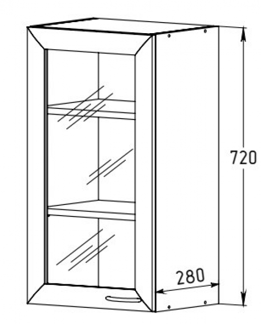 Шкаф 400 с 2 полками рамочный (стекло)