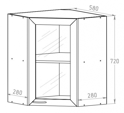 Шкаф угловой 580 рамочный (стекло)